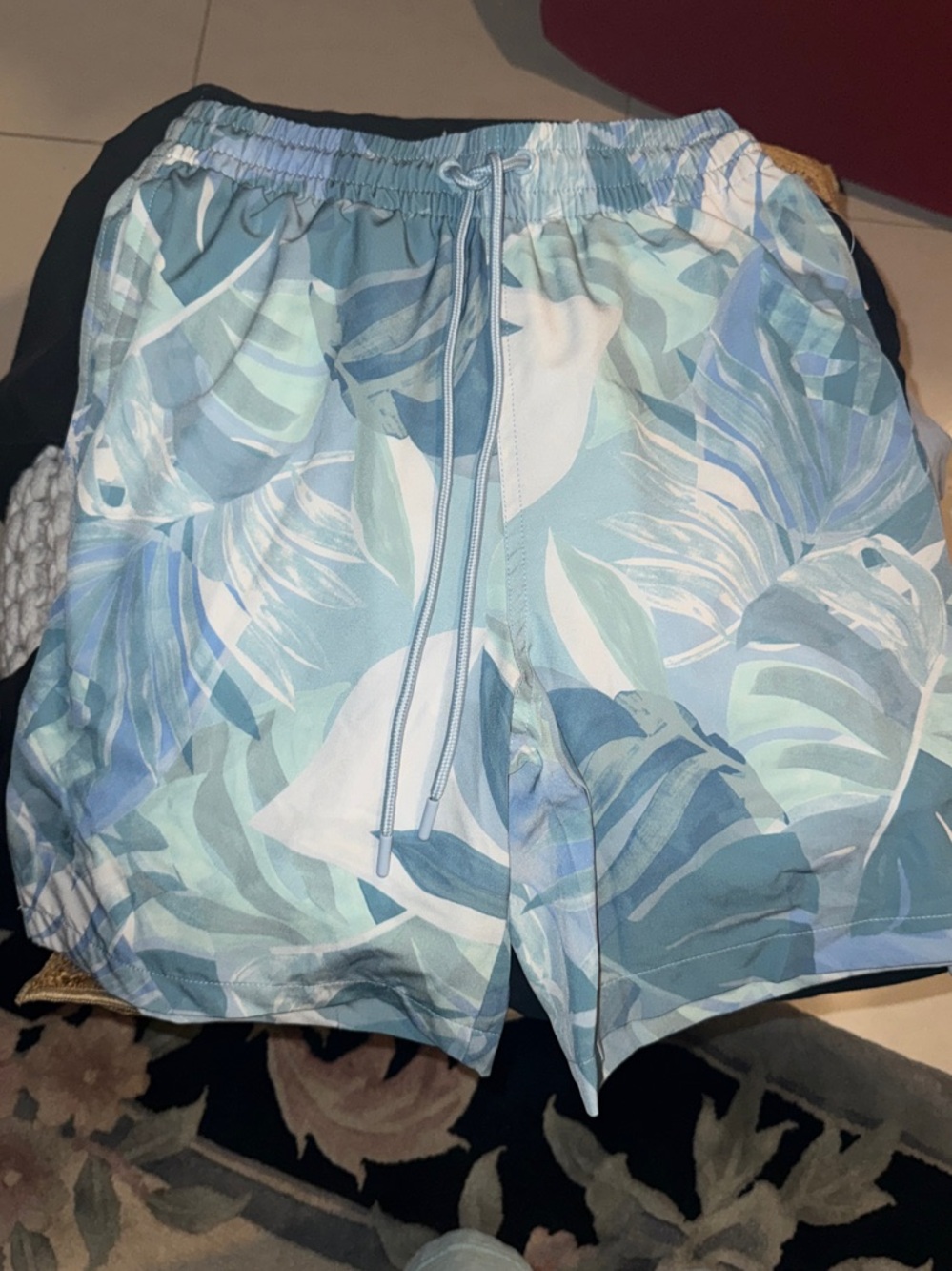 C&C California Blue Tropical Leaf Swim Shorts